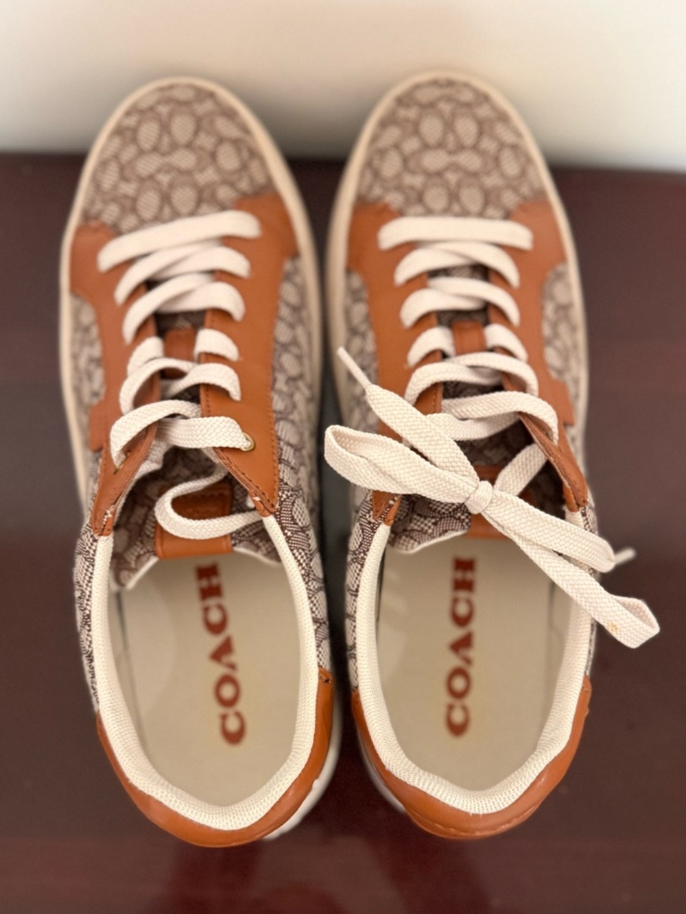 Coach Lowline low top sneaker signature jacquard tan brown monogram women’s 11 - Picture 2 of 10